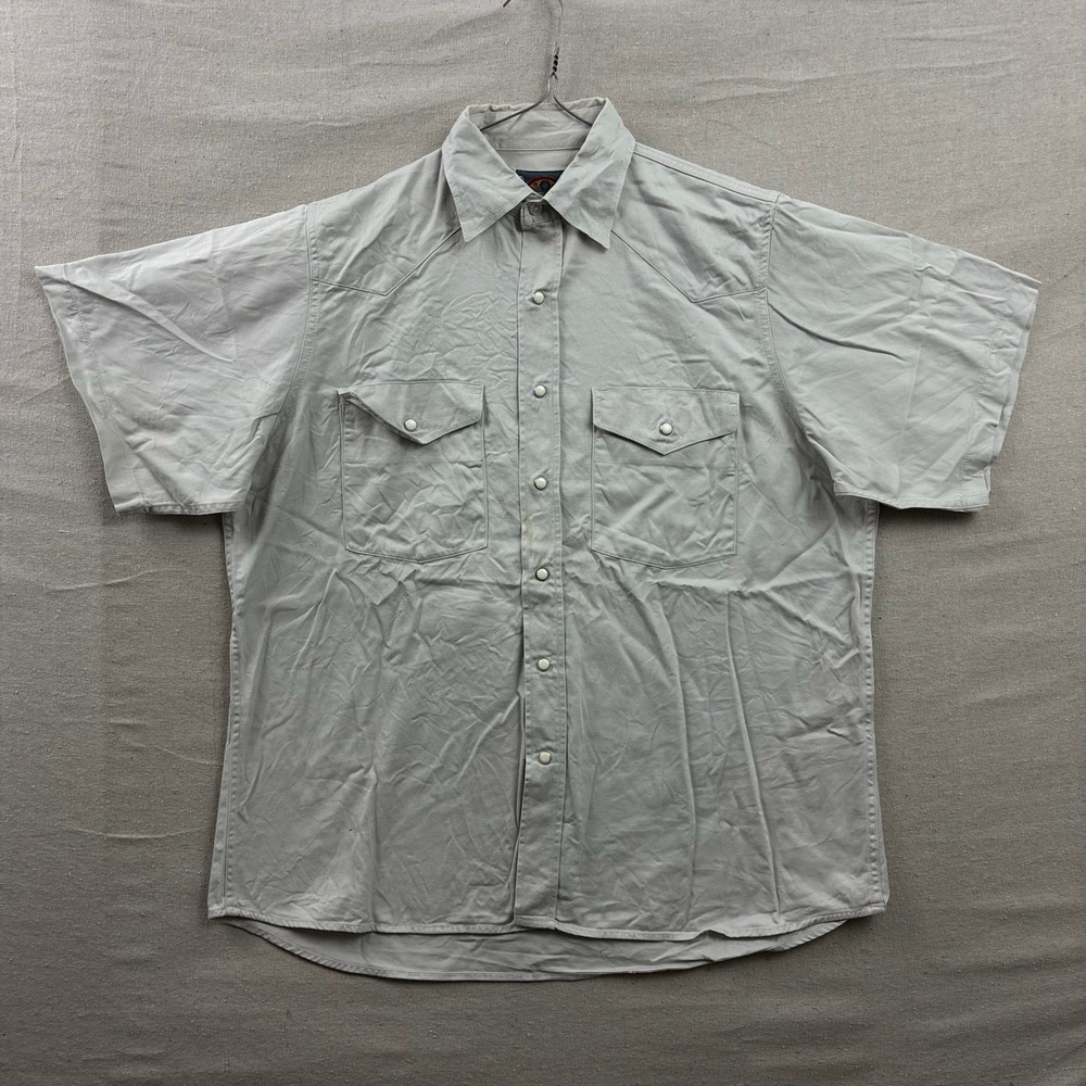 Cowboy‎ Authentic Workwear Western Shirt Mens Medium Tan Pearl Snap Short Sleeve